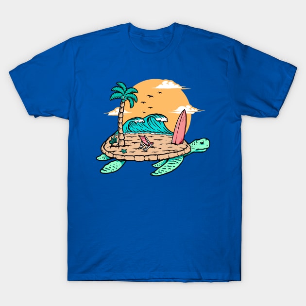 Awesome Summer Sea Turtle Beach Island T-Shirt by SLAG_Creative